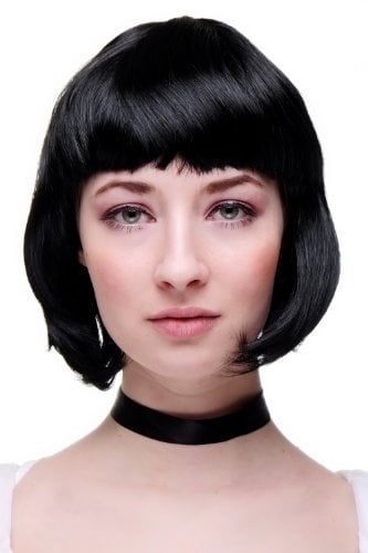WIG ME UP - PW0114-P103 SCHWARZER BOB sexy Damenperücke Karneval Perücke