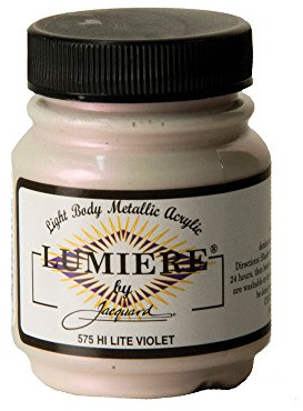 Jacquard Lumiere 2.25oz Fabric Paint Hi Lite Violet - Metallic Paint for Fabric, Leather, Canvas, Paper and Wood - Light-bodied Metallic Acrylic Paint - Lightfast & Vibrant Metallic Acrylic Paints