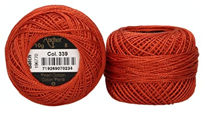 Anchor 4591008-00339 Embroidery Thread, 100% Cotton, Rust, Thickness 8, 82 m