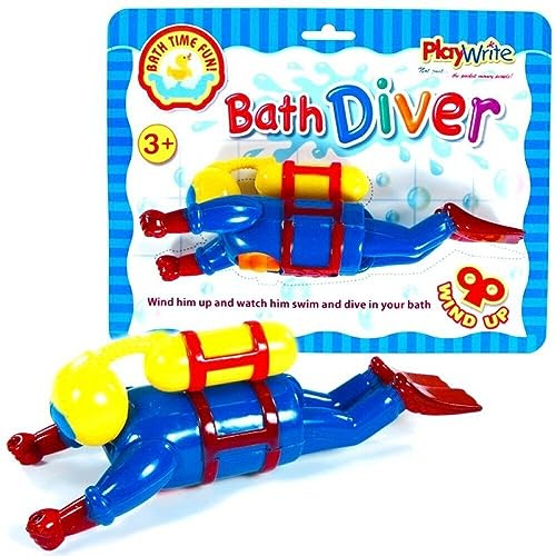 Childrens Bath Time Fun Scuba Wind Up Water Diver Toddler Toys by Playwrite