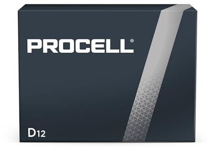 Duracell PC1300 1.5V D12 Procell Alkaline-Manganese Dioxide Battery, 12 Count (Pack of 1) - Packaging May Vary