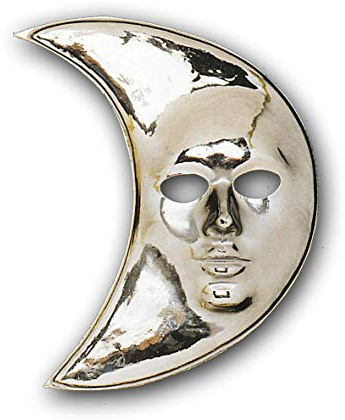 VEGAOOPRO Silberne Mond-Maske für Erwachsene - Grau, Silber