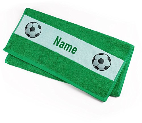 Herz & Heim® Handtuch 50 x 100 cm für Fußballer mit Namensaufdruck