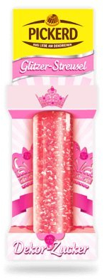 Pickerd Zuckerdekor Streudekor Glitzer Streusel - ROSA Dekor Zucker für funkelnde Highlights auf Muffins, Cake Pops, Torten, Eis 34 g