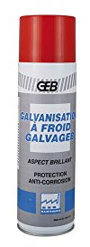 GEB Galvanisation à froid GALVAGEB aspect brillant, Protection argentée brillante anti-rouille et corrosion. Aérosol 650