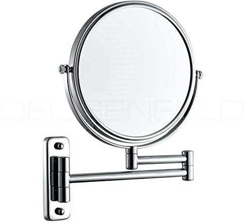DEUSENFELD K10C - Doppel Wand Kosmetikspiegel, Rasierspiegel, Schminkspiegel, 10-Fach Vergrößerung und Normalspiegel, Ø 20cm, MS verchromt