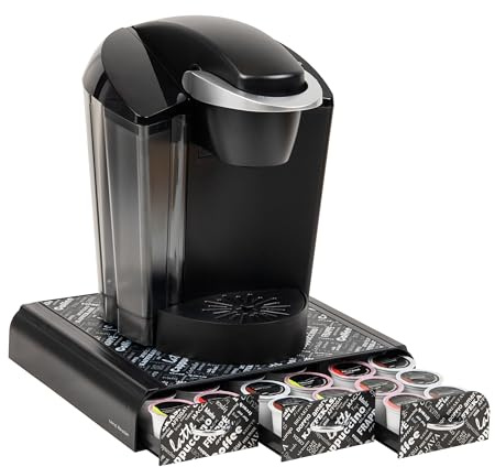 Mind Reader Organizer per capsule di caffè monodose con 3 cassetti, capacità 36 cialde, 32,25 x 33,5 x 6,3 cm, stampa nera