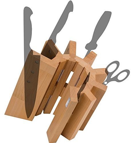 artelegno 51 Pisa Magnetischer Messerblock, Buche massiv Holz Natur lackiert