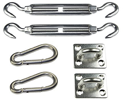 KAMERO Sonnensegel-Befestigung, Edelstahl V4A, Sonnenschutz, Viereck/Rechteck, M8, rostfrei