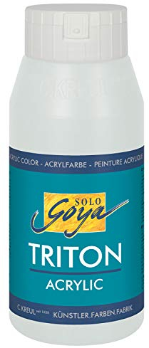 KREUL 17029 - Solo Goya Triton Acrylfarbe silber, 750 ml Flasche, schnell und matt trocknend, Farbe auf Wasserbasis, in Studioqualität, vielseitig einsetzbar, gut deckend und ergiebig