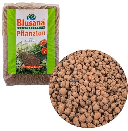 Blusana Pflanzton-Granulat Blähton 5l | Pflanzsubstrat für Hydrokultur | Ton-Granulat mittel Körnung 4-8mm | Pflanzton Drainagematerial & Bodenauflockerung