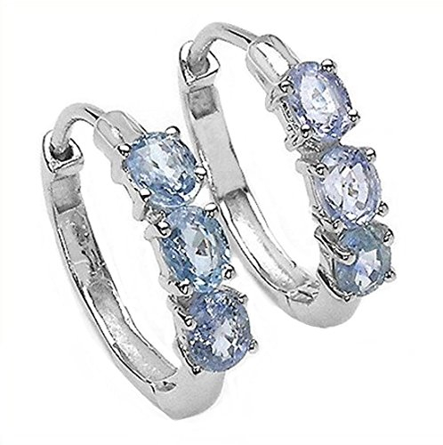 Schmuck-Schmidt-Ohrringe/Creolen Blaue Saphire 1,50 Karat Silber-Rhodiniert