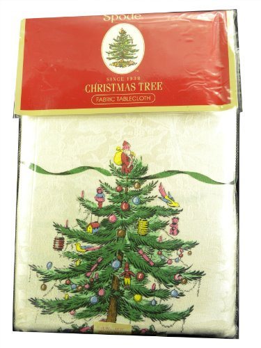 Spode Christmas Tree Fabric Tablecloth, 60-by-84