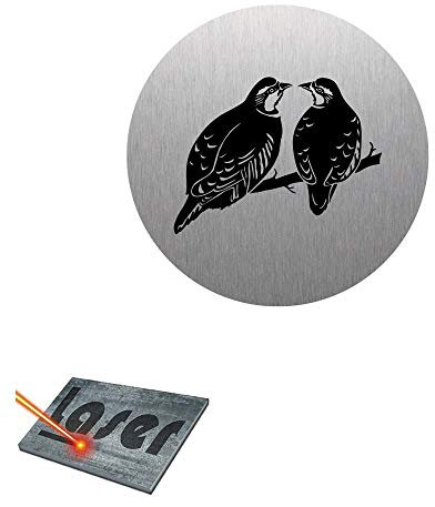 Schild mit Gravur, selbstklebend, 8 cm, Jagd Vogel 07, Boden aus gebürstetem Aluminium
