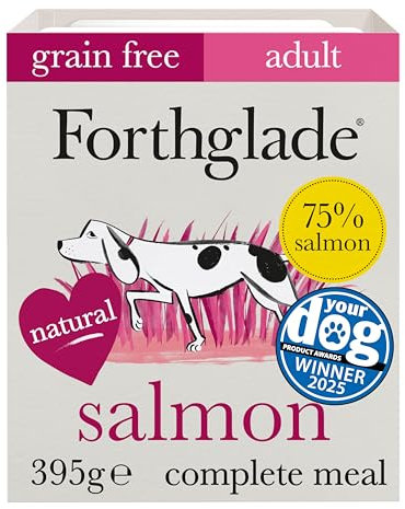 Forthglade Wet Dog Food (18 x 395g Trays) - Grain Free & Hypoallergenic Dog Food, Adult 1 Year+, Salmon with Vegetables, Complete Stomach Sensitive Meals with Natural Ingredients