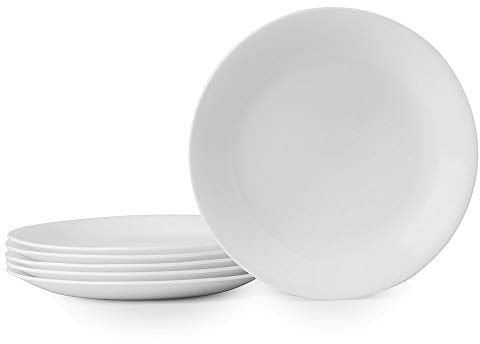 CORELLE Vitrelle - Juego de 6 platos para ensalada (cristal de tres capas, antiastilla), 21,6 cm, color blanco helado