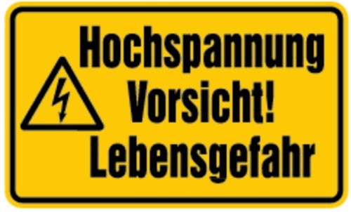 LEMAX® Warnschild, Hochspannung Vorsicht! Lebensgefahr Kunststoff Gelb Aufdruckfarbe: Schwarz 200x120mm