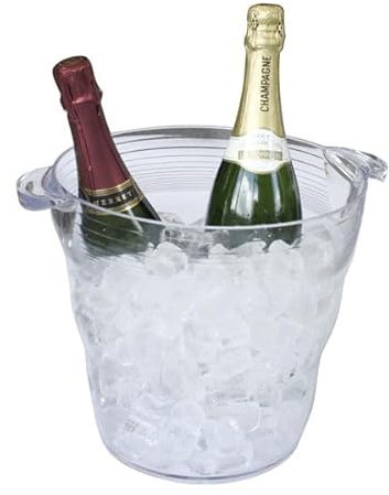 Chabrias Ltd 16pt/ 9 Litre Clear Ice Bucket, BPA-Free SAN Plastic, Durable Ice Bucket for Wine, Champagne, and Beverage Display, Ideal for Parties, Bar Accessories