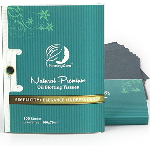 Natural Bamboo Charcoal Face Oil Blotting Paper Sheets - 200 Counts in 2 Pack, Easy Take Out Design - Premium Handy Facial Blotting Sheets - Oily Skin Care or Make Up Must Have!