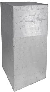 VIVANNO Podest Deko-Säule Stele Blumenständer Fiberglas Silber Hochglanz 30x30x60