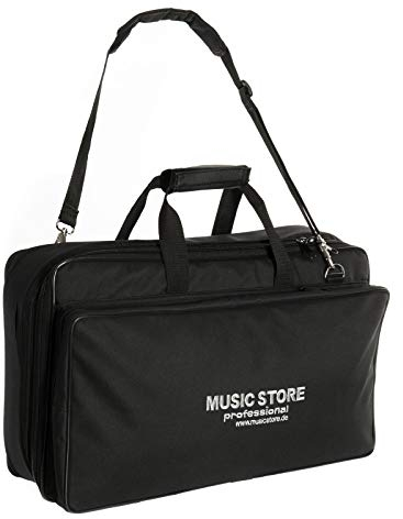 Music Store Deluxe Effect Bag, Gepolstertes Gigbag für Bodeneffektgeräte, Wasserabweisendes Nylon, Tragegriff und Schultergurt, Zusätzliche Tasche, 550x105x305mm, Schwarz mit weißem Logo
