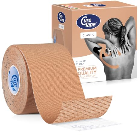 CureTape Classic | Waterproof Kinesiology Tape | Medical Tape | Injury Tape | The Best Adhesion | Increase Mobility & Performance | Reduce Joint Pain | Sports Tape | 5cm (Beige)