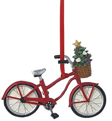 Kurt Adler Red Bicycle with Basket Christmas Tree Ornament Decoration Bike C7247 New