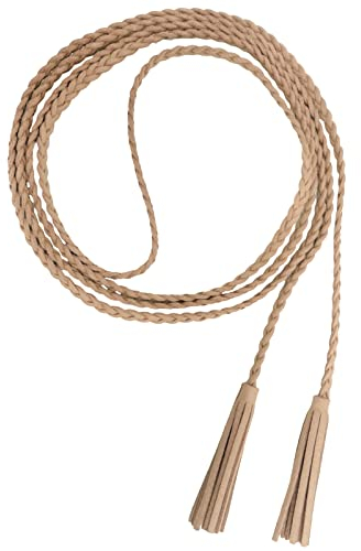 Nanxson Damen Taillengürtel Gewebte Quasten Kettengürtel Leder Dünner Gürtel für Kleid PDW0042 (apricot)