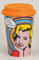 Coffee to go Becher Porzellan mit Silikondeckel im Comic Style Mugs