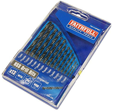 Faithfull FAIF13PSET 13 Piece HSS Imperial Drill Bit Set 1/16-1/4in Sizes