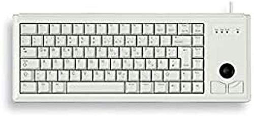 CHERRY G84-4400, Kompakte Tastatur mit Trackball, US-Layout (QWERTY), Kabelgebunden (PS/2-Anschluss), 2 Maustasten, Mechanische CHERRY ML Switches, Grau