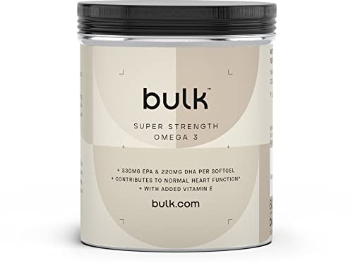 Bulk Extra Starke Omega 3 Weichkapseln, Fischöl, 1000 mg, 270 Kapseln, Verpackung Kann Variieren