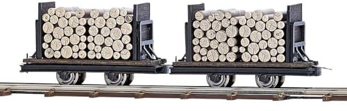 Busch Feldbahn 12211 H0f Two Wagons with Round Log