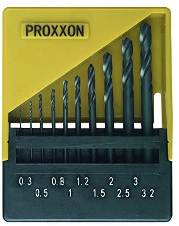 Proxxon Micromot 28 874 HSS Metal Twist Drill Bit Set 10 Pieces 0.3 mm, 0.5 mm, 0.8 mm, 1 mm, 1.2 mm, 1