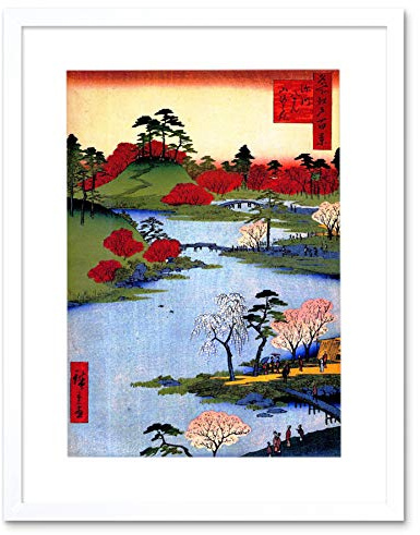 Wee Blue Coo Painting Japanese Woodblock Colourful Trees River Framed Print Picture F12X687