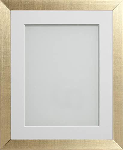 Frame Company Simpson Gold 20x16 Frame with White Mount for 15x10 | Fits a 15x10 photo with mount or a 20x16 photo without mount, Frame size 20x16, Overall approx 21.6x17.6, Real Glass Front