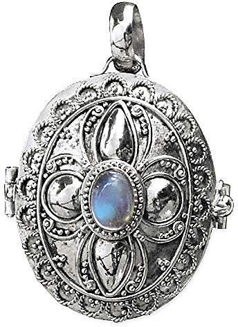 Medaillon zum Öffnen 925 Sterling Silber mit Mondstein