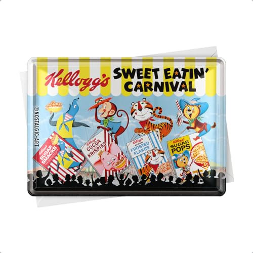 Nostalgic-Art Retro Blechpostkarte, 10 x 14 cm, Kellogg's – Sweet Eatin Carnival – Geschenk-Idee für die Küche, Original Lizenzprodukt (OLP), Postkarte aus Metall, Mini-Blechschild als Grußkarte