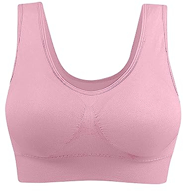 Love My Fashions® Sports Bras for Women Padded Seamless Wirefree Comfort Sleep Bra Stretch Crop Tops Vest for Gym Yoga Running Workout Fitness Baby/Pink
