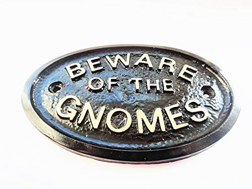 Artisan BEWARE OF THE GNOMES HOUSE/GARDEN WALL PLAQUE (Black)