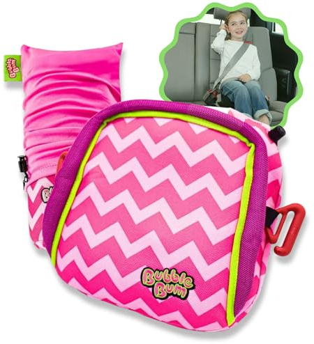 Bubblebum Booster Car Seat, Inflatable Booster Seat for Kids, Travel Carseat, Backless Portable Child Safety Seats for Car, Inflatable Seats for Cars 40-100 lbs, for 4 Year Old + Toddler, Kid - Pink