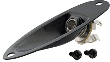 Musiclily 6,35mm Bootsform Gitarre Klinkenbuchsen Loaded Jack Plate Socket für Fender Strat Stratocaster E-Gitarre, Schwarz