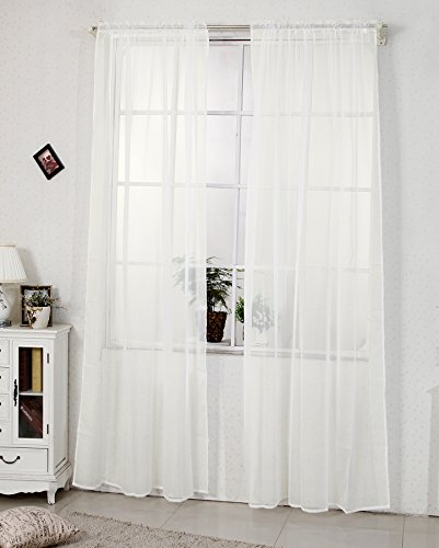 WOLTU Vorhänge mit Kräuselband Stores Gardinen Creme kurz transparent 140x245cm (BxH), Gardinen Fensterschals Voile für Wohnzimmer Schlafzimmer Kinderzimmer (1 Stück)