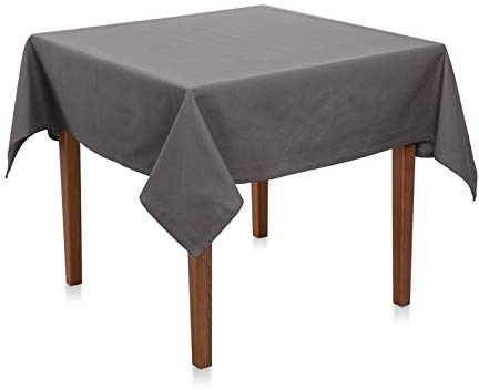 Tischdecke Uni Polyester - Einfarbig, Pflegeleicht, Bügelfrei, Tischtuch, Tischwäsche, Privat, Restaurant, Hotel, Handgefertigt, Made in Europa (Grau, 80x80 cm)