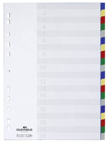 Durable Blanko-Register aus PP (20-teilig, Universallochung) 1 Stück, farbiger Verlauf, 675827