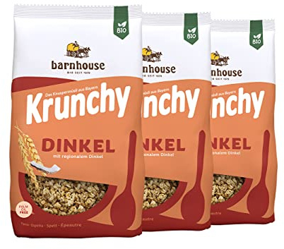 Barnhouse Krunchy Dinkel, 3er Pack (3 x 600 g Beutel) - Bio
