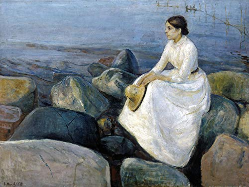 1art1 Edvard Munch Poster Inger Am Strand, Sommernacht, 1889 Kunstdruck Bild 80x60 cm