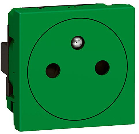 Legrand 078704 Mosaic Prise de Courant 2P+T Surface, 2 Modules avec Connexion par Bornes Automatiques, Vert Antimicrobien