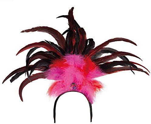 Boland 52283 Rio Serre-tête avec plumes Rose/rouge Taille unique