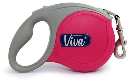 Ancol Small Bite Retractable Lead Raspberry Comfortable Stylish Design for Puppies and Small Dogs - Soft Grip Handle - 5m / Large